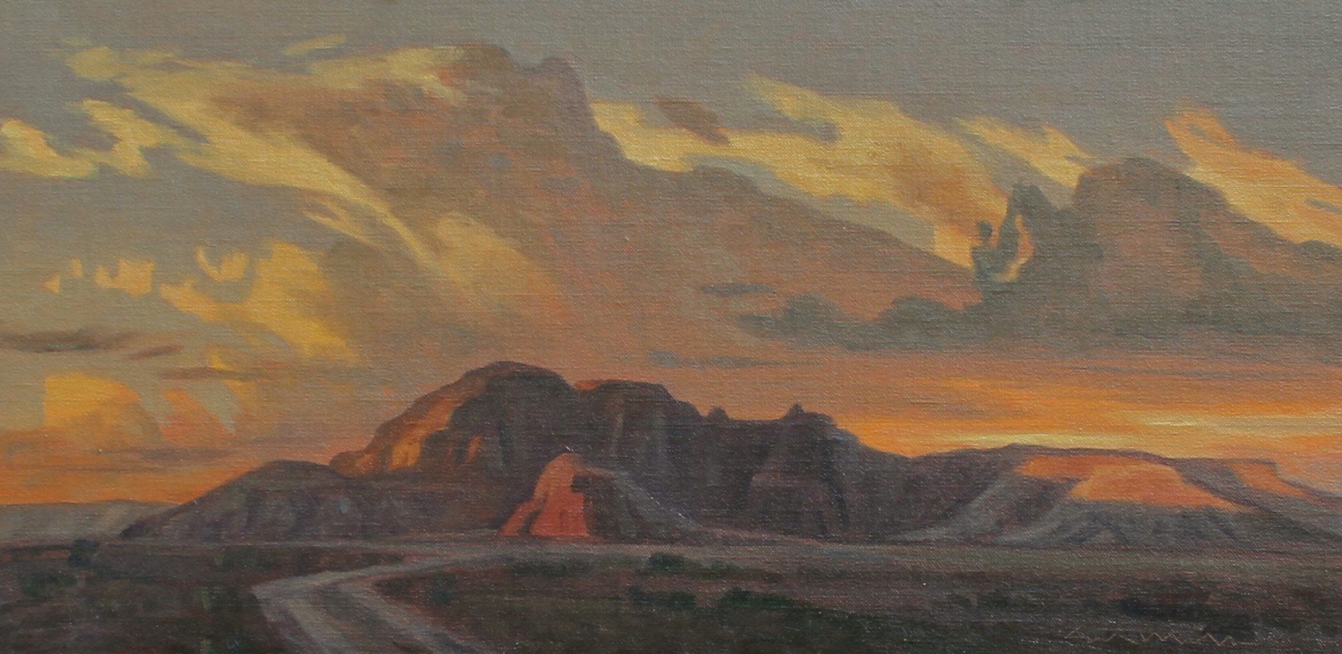 Ed Mell Torrey Dusk 10 x 20 Oil on linen board $4,900.00