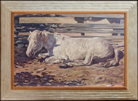 Siesta by Lon Megargee, 21.5 x 28.5 in, Framed 28.5 x 31.5 inches. oil on board. SOLD